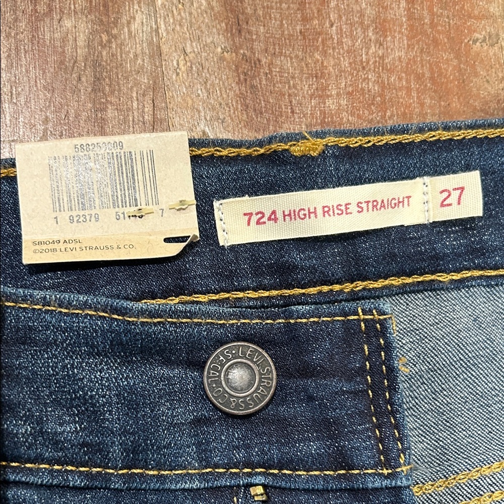 NWT Levi’s 724 High-Rise Straight Cropped Dark Wash Jeans - Picture 5 of 10